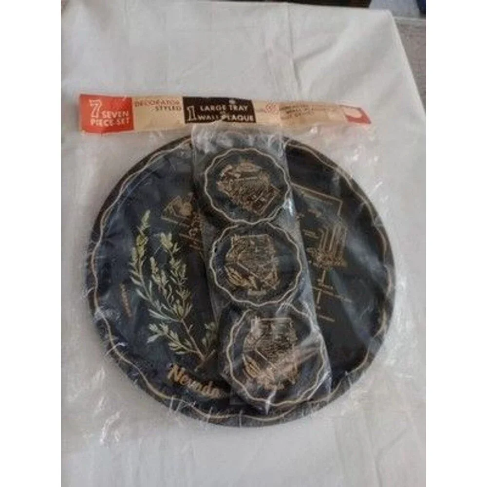 Nevada State Decorated Souvenir Tray w/6 Coasters Las Vegas Goodsprings NOS New